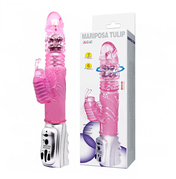 BAILE - ALICE Butterfly Retractable Swing Rotating Beads Vibrator (Battery - Pink)